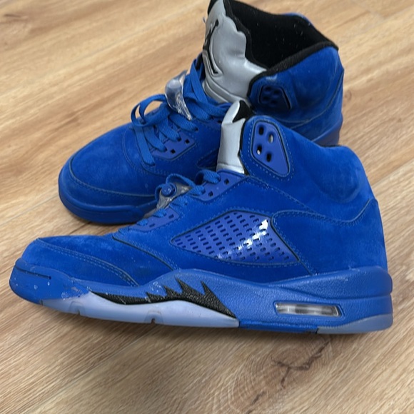 Jordan 5 retro blue suede tennis shoes - Picture 4 of 8